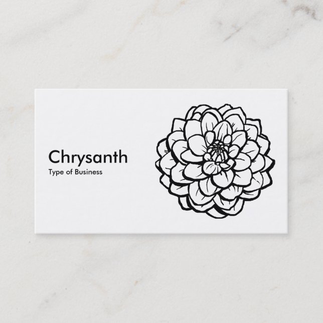 Pen and Ink Dahlia - Black on White Business Card (Front)