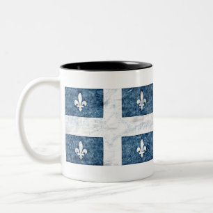 Pen and ink - flag of Quebec Two-Tone Coffee Mug