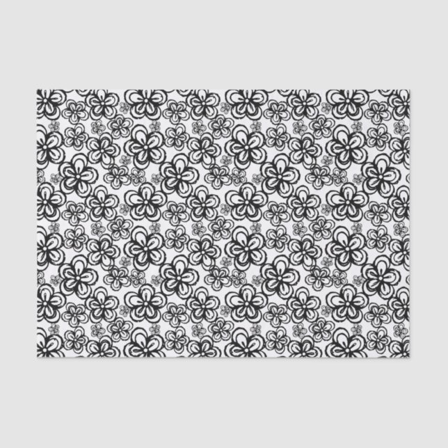 Pen and Ink Flowered Tissue Paper  (Front)