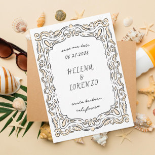 Pen and Ink Loose Drawing Peach Save The Date