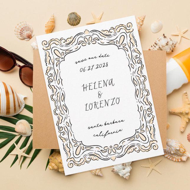 Pen and Ink Loose Drawing Peach Save The Date (Creator Uploaded)