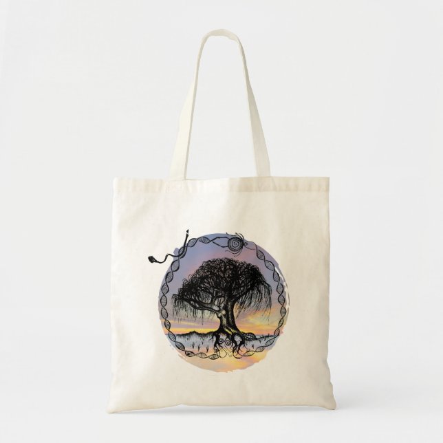 Pen and Ink on Sunset Tote Bag (Front)