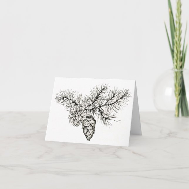 Pen and Ink Pinecones, original illustration print Card (Front)