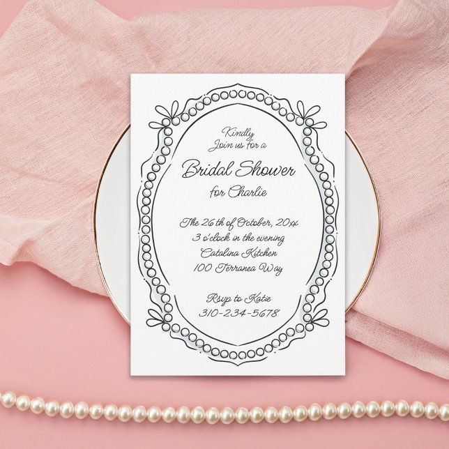 Pen and Ink Ribbons and Pearls Alt Text Invitation (Creator Uploaded)