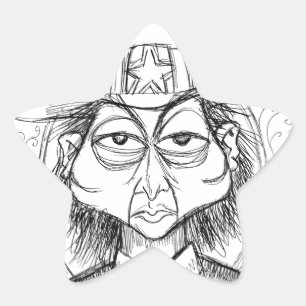 Pen and Ink Scary Guy Star Sticker