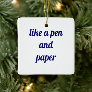 pen and paper ceramic ornament