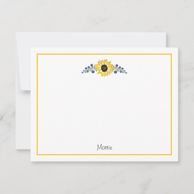 Pen and Watercolor Sunflower Swag Card (Front)