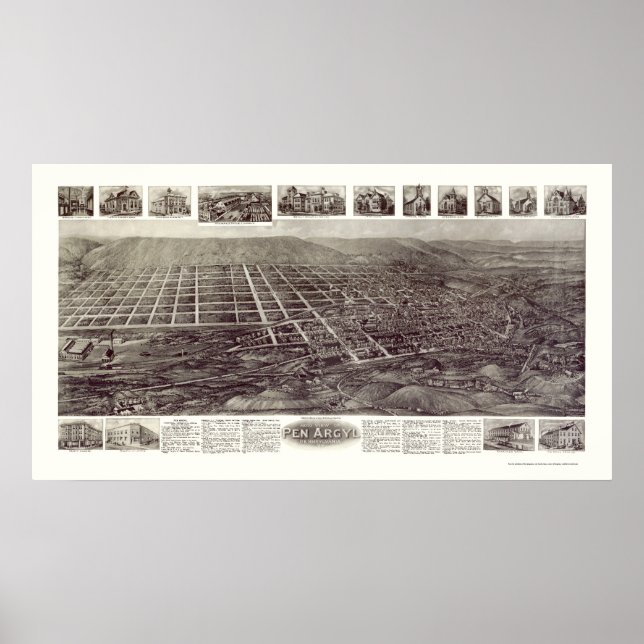 Pen Argyl, PA Panoramic Map - 1916 Poster (Front)