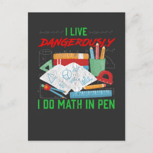 Pen Calculation Math Teacher Student Nerd Humour Postcard