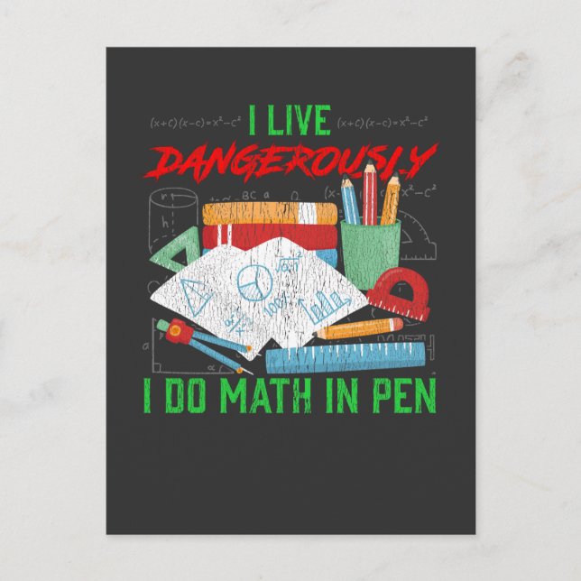 Pen Calculation Math Teacher Student Nerd Humour Postcard (Front)