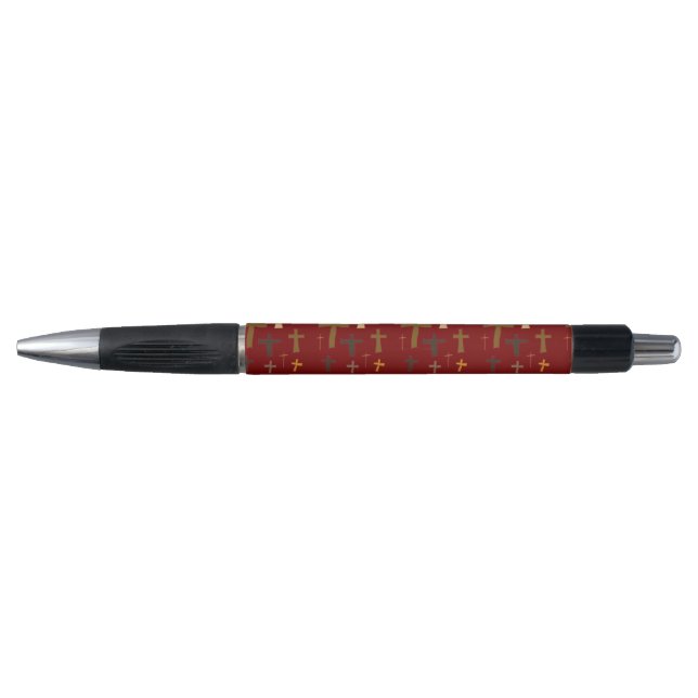 Pen Christian Crosses on Crimson Red (Front)