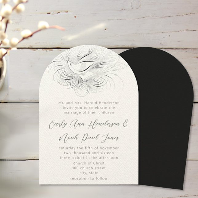 Pen Flourish Vintage Love bird Wedding Invitation (Creator Uploaded)