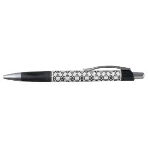 Pen, Grip - Geometric Flowers in Black