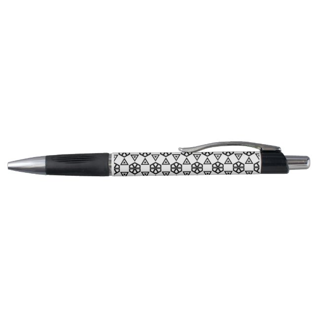 Pen, Grip - Geometric Flowers in Black (Top)