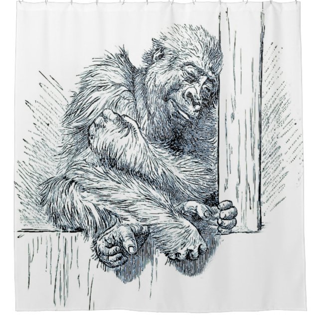 Pen/Ink Art Young Gorilla Shower Curtain (Front)