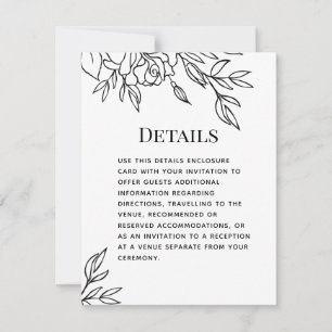 Pen & Ink Rose Wedding Details Enclosure Card