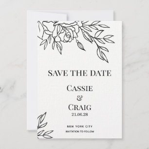 Pen & Ink Rose Wedding Save The Date Invitation