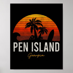 Pen Island Beach Georgia Ga Palms Vacation Surf Su Poster