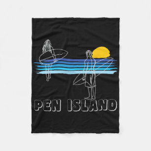 Pen Island Surfing Beach Surf Guy Girl Fleece Blanket