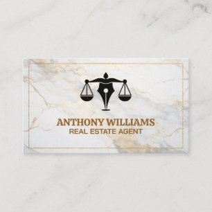 Pen Justice Scale Legal Law Marble Business Card