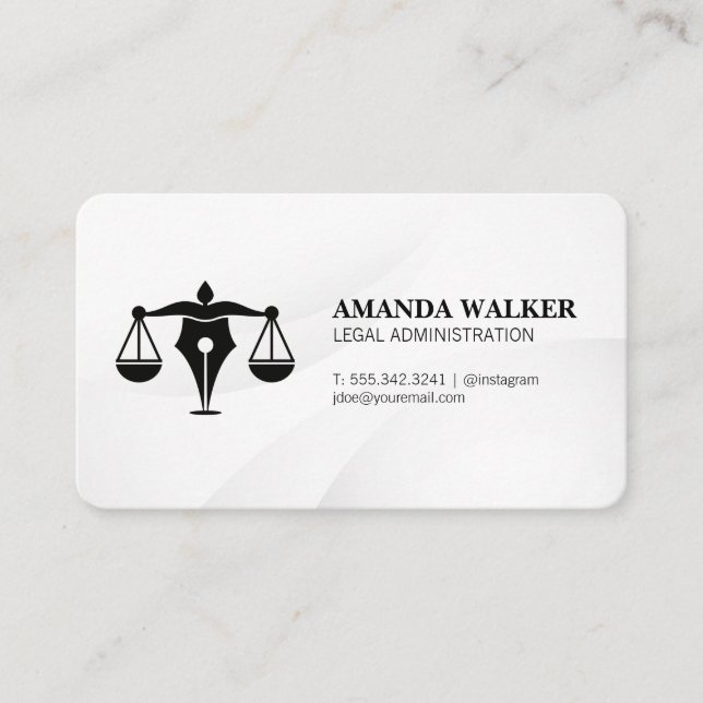 Pen Justice Scales | Legal Contracts Business Card (Front)