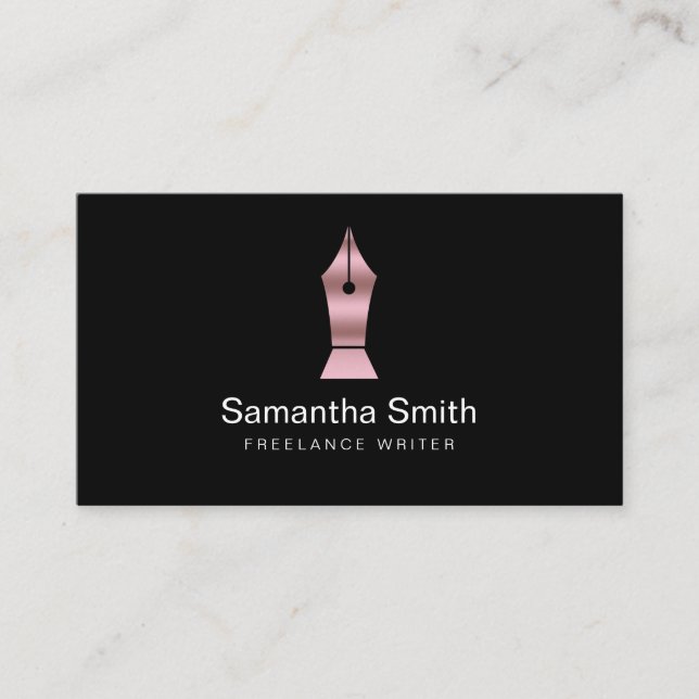 Pen Logo Freelance Writer and Calligraphy Writer Business Card (Front)