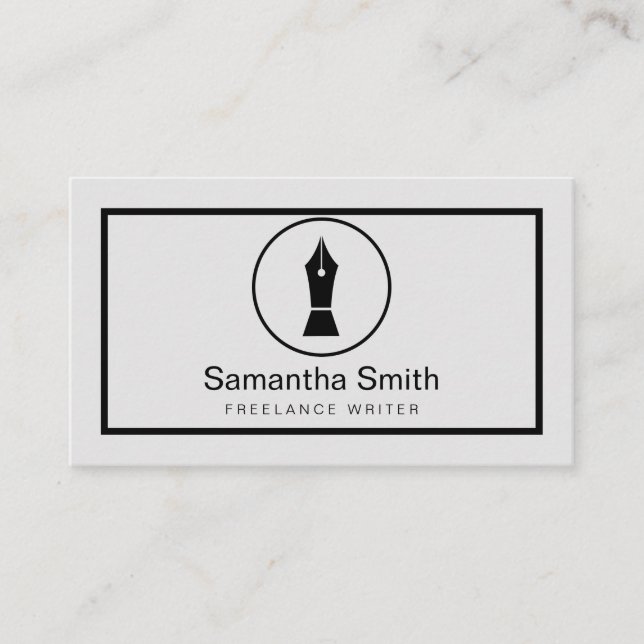 Pen Logo Freelance Writer and Calligraphy Writer Business Card (Front)