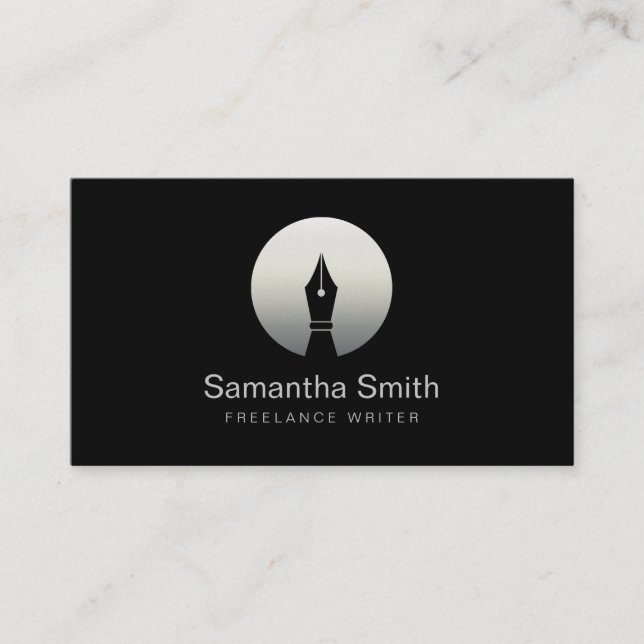 Pen Logo Freelance Writer and Calligraphy Writer Business Card (Front)