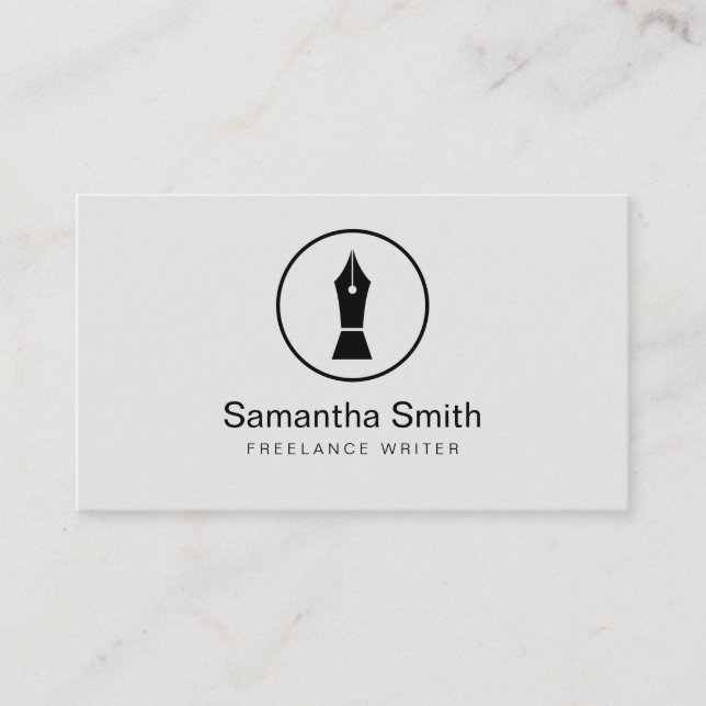 Pen Logo Freelance Writer and Calligraphy Writer Business Card (Front)