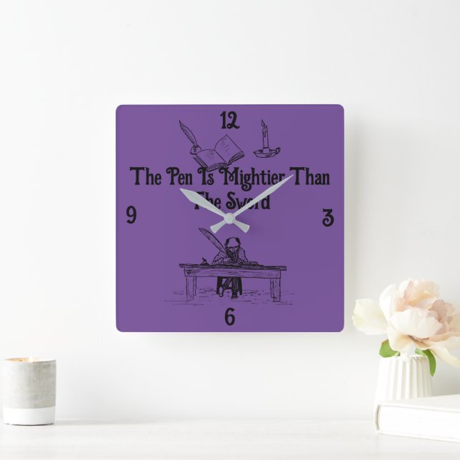 'Pen Mightier Than The  Sword' Wall Clock (Home)