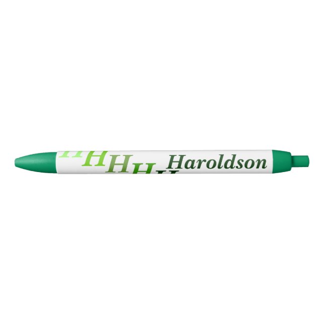 Pen - Name and Stepped Initial in Greens (Front)