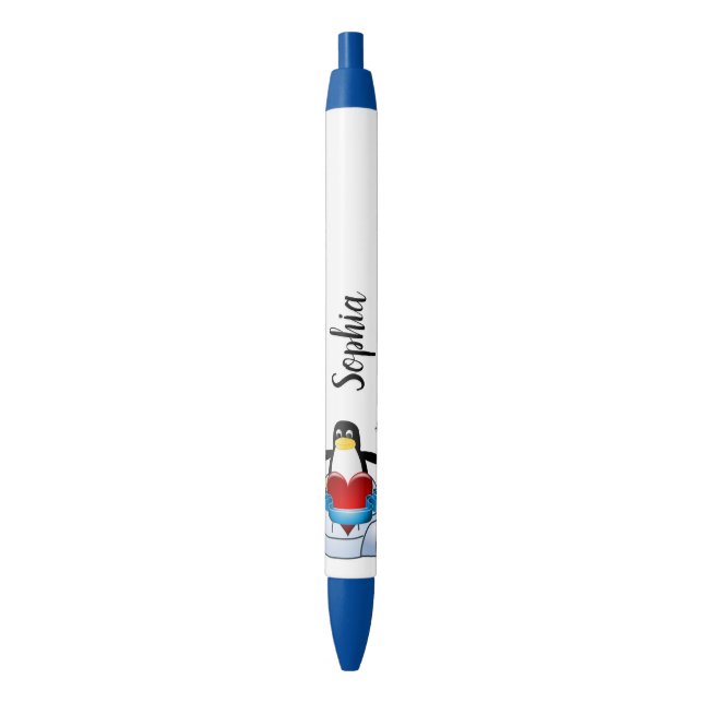Pen Office and School Pen Penguin Valentine's Day (Front Vertical)