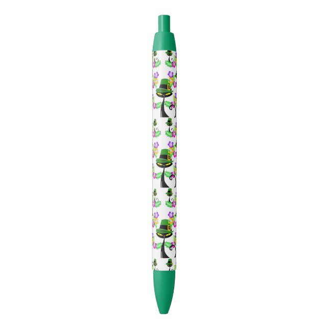 Pen Office and School Pen St. Patrick's Floral Cat (Front Vertical)