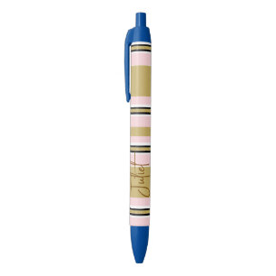 Pen Office School Pen Pink White Gold Black Stripe