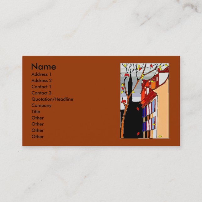 Pen on back Autumn scene on front Business Card (Front)