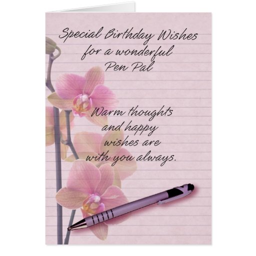 Pen Pal Birthday Card with floral writing paper | Zazzle