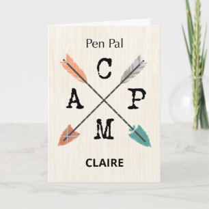 Pen Pal Camp Personalise Name Arrows Card