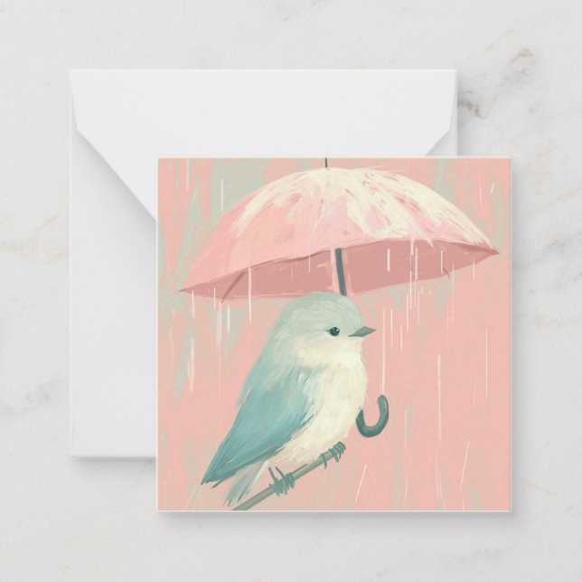 Pen Pal Pals: Bird Rain Greeting Card (Front)
