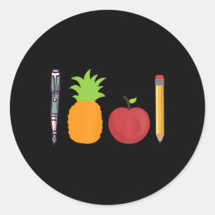 Pen Pineapple Apple Pen Funny Classic Round Sticker
