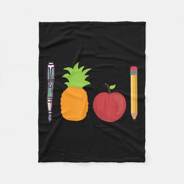Pen Pineapple Apple Pen Funny  Fleece Blanket (Front)