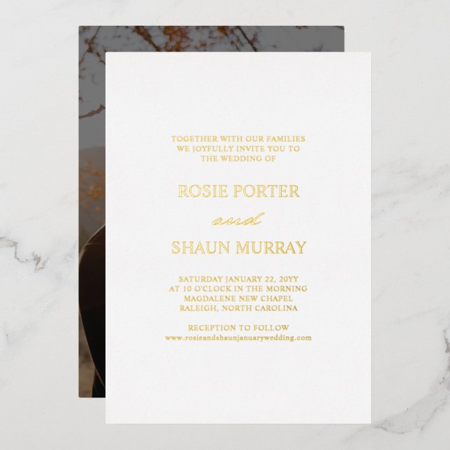 Pen Script Minimal Calligraphy White Photo Wedding (Front/Back)