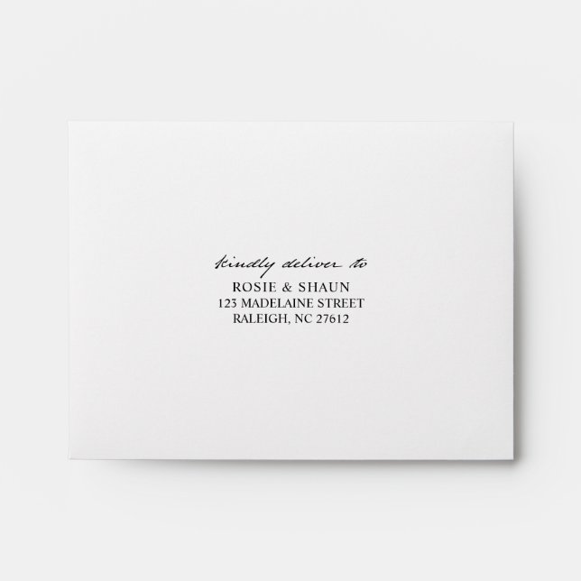 Pen Script Minimalist Calligraphy White Wedding Envelope (Front)