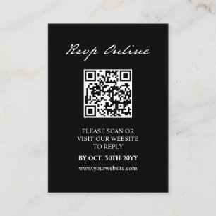 Pen Script Minimalist QR Code Black Wedding RSVP Enclosure Card