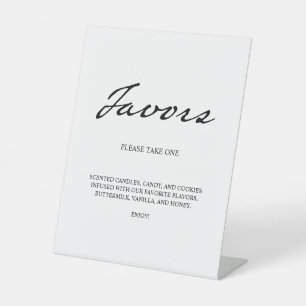 Pen Script Modern Minimalist Favours White Wedding Pedestal Sign