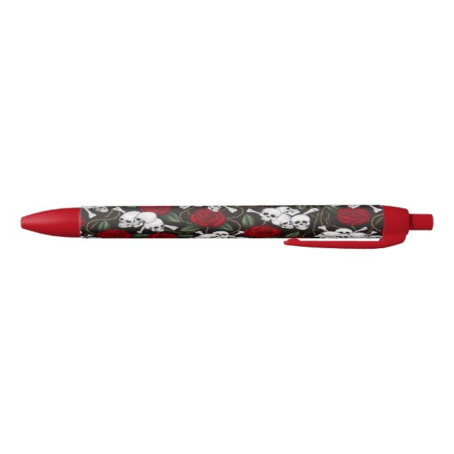 Pen/Skull & Roses Black Ink Pen (Bottom)