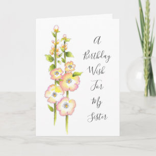Pen & Watercolor Hollyhocks Card
