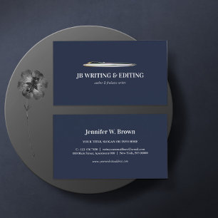 Pen Writer Blogger Ballpoint Navy Business Card
