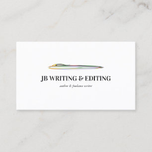 Pen Writer Blogger Green Yellow Ballpoint Business Card