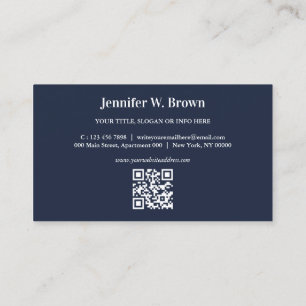 Pen Writer Blogger Qr Code Navy Business Card
