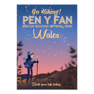 Pen Y Fan Wales hiking travel poster
